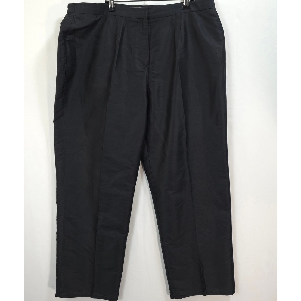 Kate Hill Silk Trousers Pants Women 16W High Rise Black Quiet Luxury Classic